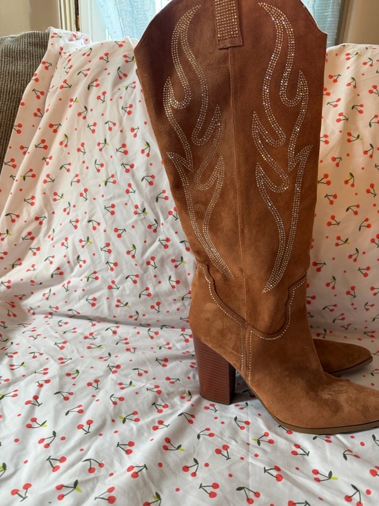 Amazon Shoes - Amazon Brown Suede Heeled Cowboy Boots